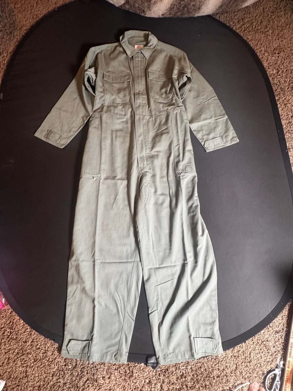 US Military Army OD Green Cotton Sateen Coveralls Type 1 Large 1995 New 239-I